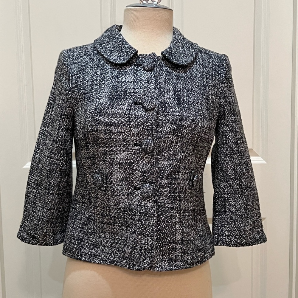 EUC Ann Taylor 2P Tweed Blazer with 3/4 Sleeves